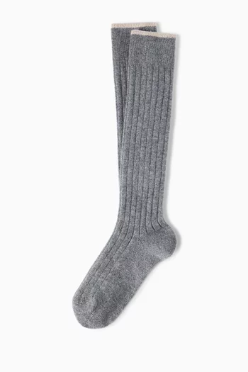 Rib-knit Socks in Cashmere