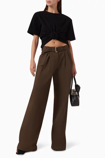Knot-front T-shirt in Cotton Blend