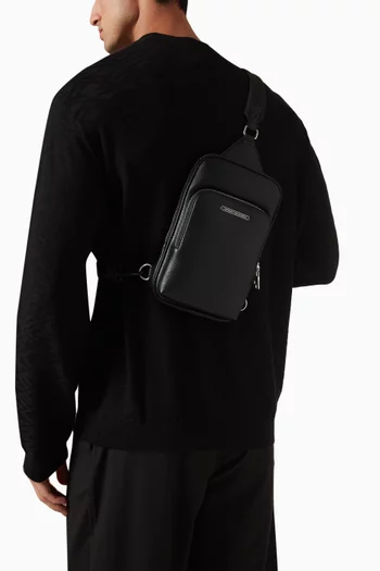 Logo-plaque Crossbody Bag in Faux Leather