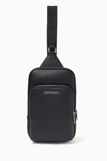 Logo-plaque Crossbody Bag in Faux Leather
