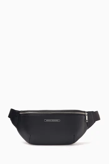 Logo-plaque Belt Bag in Faux Leather