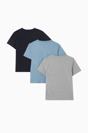 Embroidered Logo T-shirt in Cotton, Set of 3