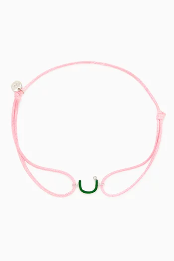 Arabic Initial Letter 'N' Thread Bracelet in 18kt White Gold
