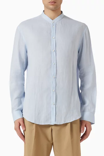 Guru-collar Shirt in Linen