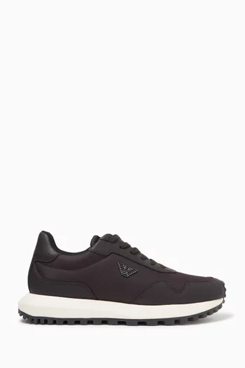 Micro Logo Sneakers in Saffiano Leather