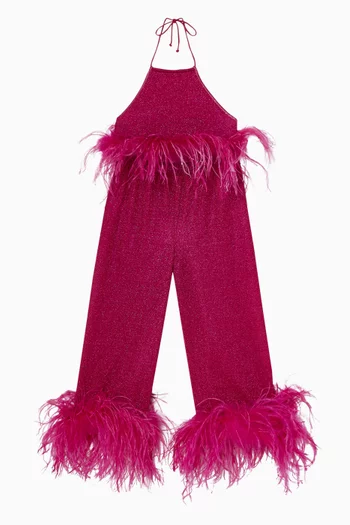 Lumière Plumage Feather-trimmed Crop Top