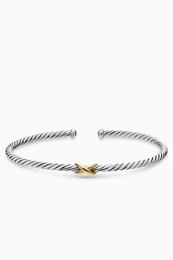 Micro Cable Flex® X Bracelet in Sterling Silver & 14kt Gold