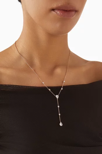 CZ Y Necklace in Rhodium-plated Brass