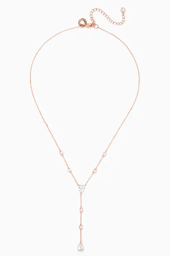 CZ Y Necklace in Rhodium-plated Brass