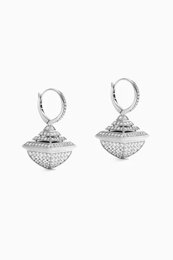 Cleo Rev Diamond Drop Earrings in 18kt White Gold