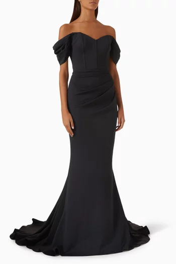 Off-shoulder Dress in Scuba