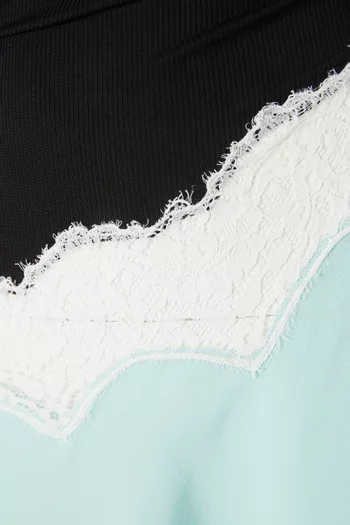 Cutaway Lace Gathered Tank Midi Dress