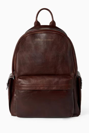 Logo-print Backpack in Leather