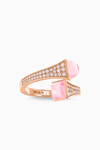 Cleo Diamond & Quartz Slim Ring in 18kt Rose Gold