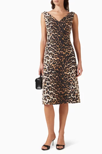Leopard V-neck Dress in Wool