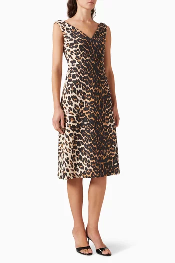 Leopard V-neck Dress in Wool