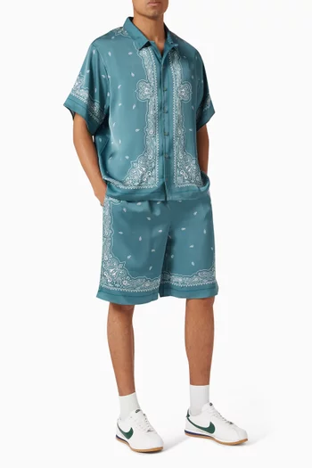 Paisley Print Shorts in Recycled Satin