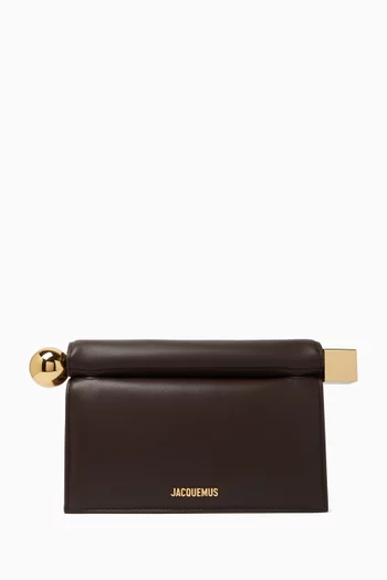 La Pochette Rond Carré Clutch Bag in Leather