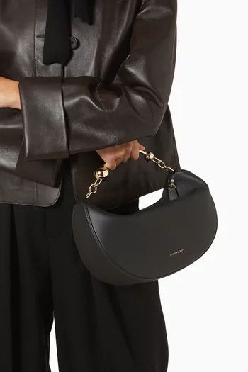 Crescent Moon Top-handle Bag in Calf Leather