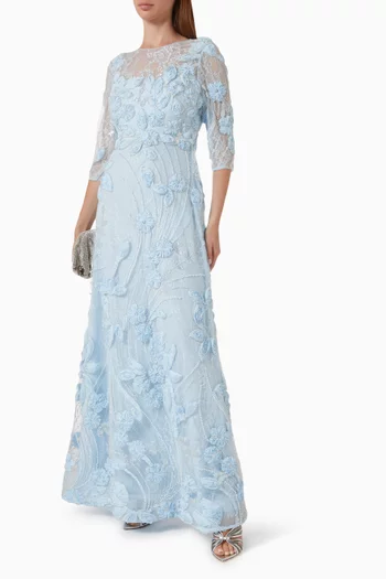 Embroidered A-line Gown in Lace