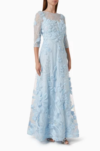 Embroidered A-line Gown in Lace