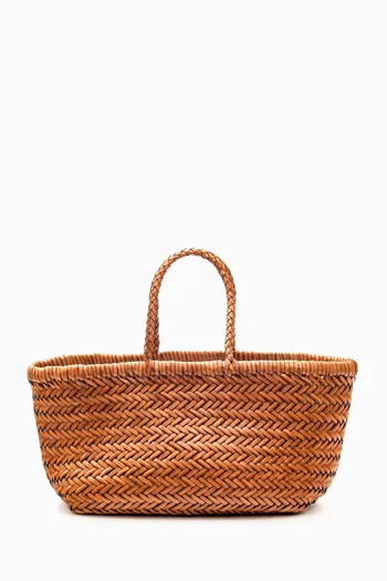 Small Triple Jump Tote Bag in Woven Leather