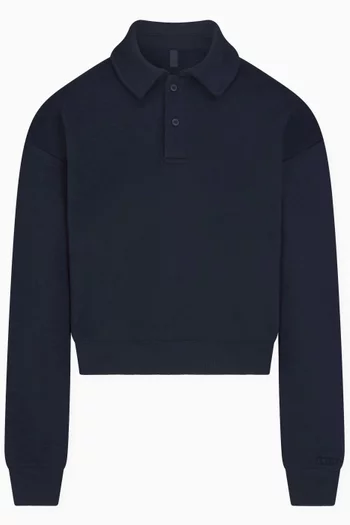 Cotton Fleece Polo Sweatshirt