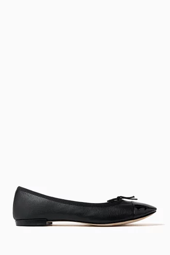 Floral Ballet Flats in Leather
