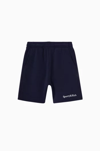 Serif Logo Gym Shorts in Cotton-fleece