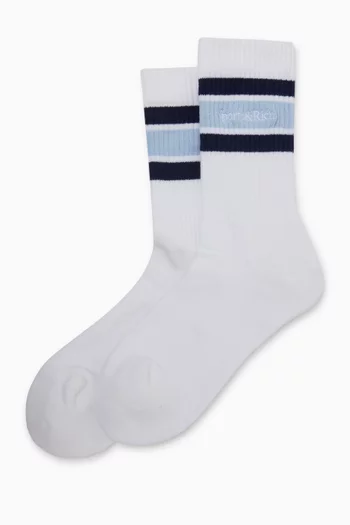 Serif Logo Socks in Stretch-cotton