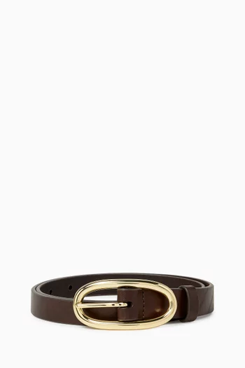 Pierced Buckle Belt in Leather