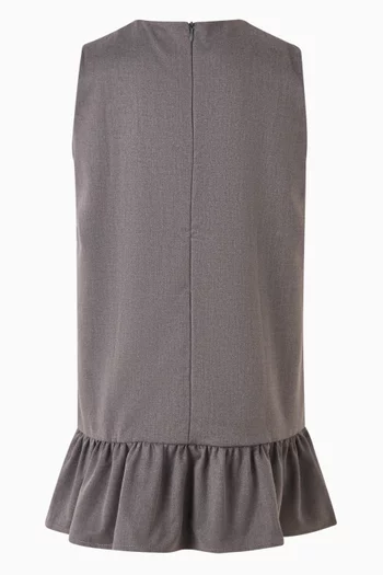 Bow Ruffle-hem Dress