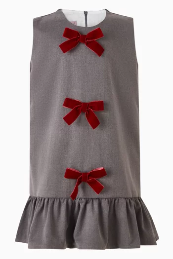 Bow Ruffle-hem Dress