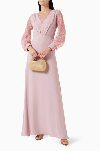 Lace Panel Gown in Chiffon