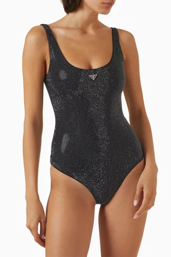 Rhinestone-embellished One-piece Swimsuit