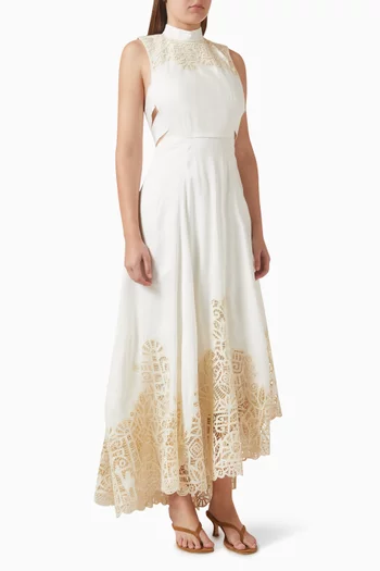 Rosemary Embroidered Gown in Linen Blend
