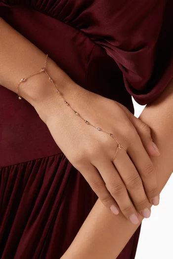 سوار بسلسلة يد مرصع بالياقوت ذهب وردي عيار 18