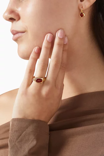 The Amber Honey Resin Ring in Gold-plated Brass