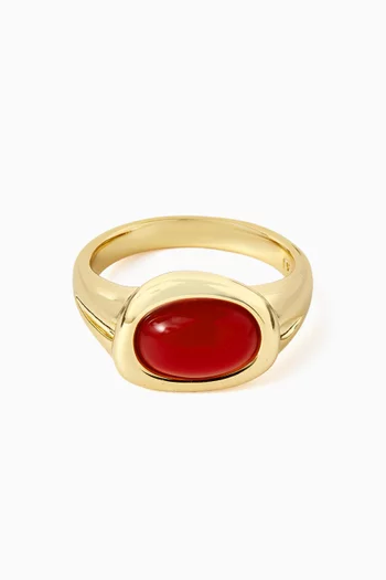 The Amber Honey Resin Ring in Gold-plated Brass