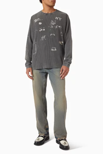 NY Sketch Waffle T-shirt in Cotton