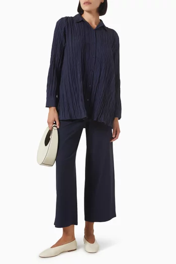 Crinkled Pleated Shirt in Silk