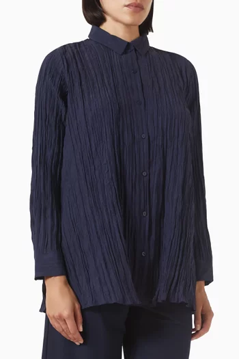 Crinkled Pleated Shirt in Silk