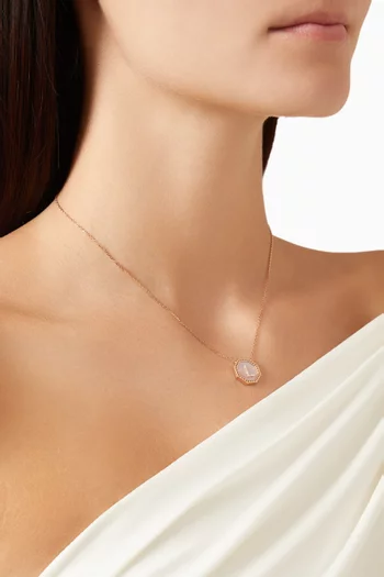 Harf Turath Letter 'L' Diamond Necklace in 18kt Rose Gold