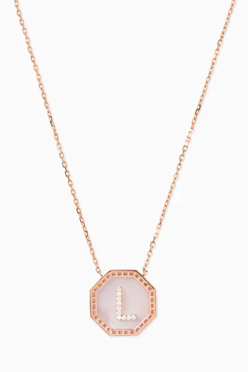 Harf Turath Letter 'L' Diamond Necklace in 18kt Rose Gold