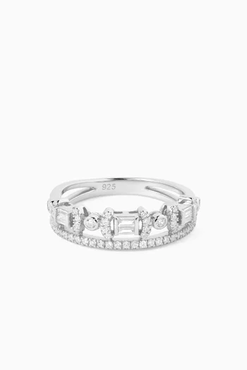 Double Baguette Ring in Sterling Silver