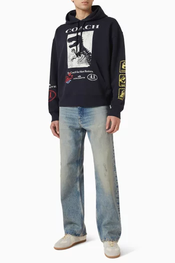 Dinosaur Collage Relaxed Hoodie in Organic Cotton