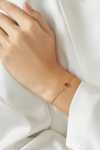 سوار بوزيشن مرصع بماس وعقيق ذهب وردي عيار 18