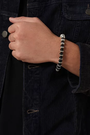 Shield Beaded Bracelet in Sterling Silver