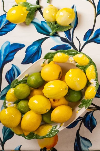 Lemon Platter Plate in Hand-painted Ceramic
