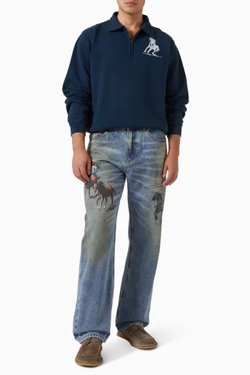 Running Horse Quarter Zip Sweatshirt in Cotton